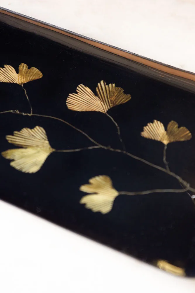 Black & Gold Ginkgo Leaf Tray