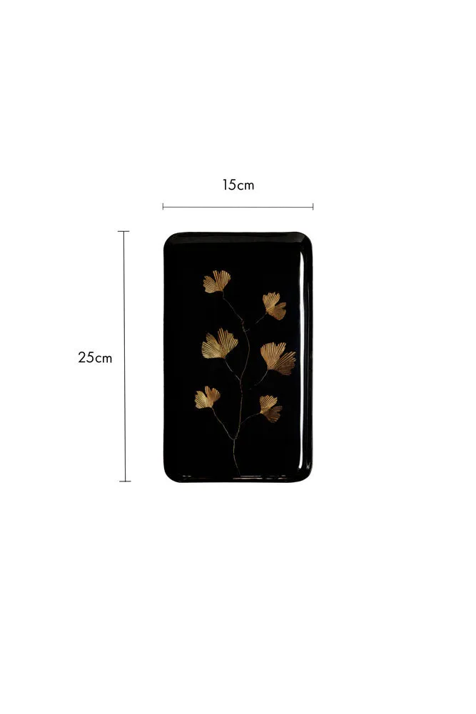 Black & Gold Ginkgo Leaf Tray