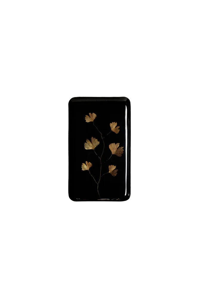 Black & Gold Ginkgo Leaf Tray