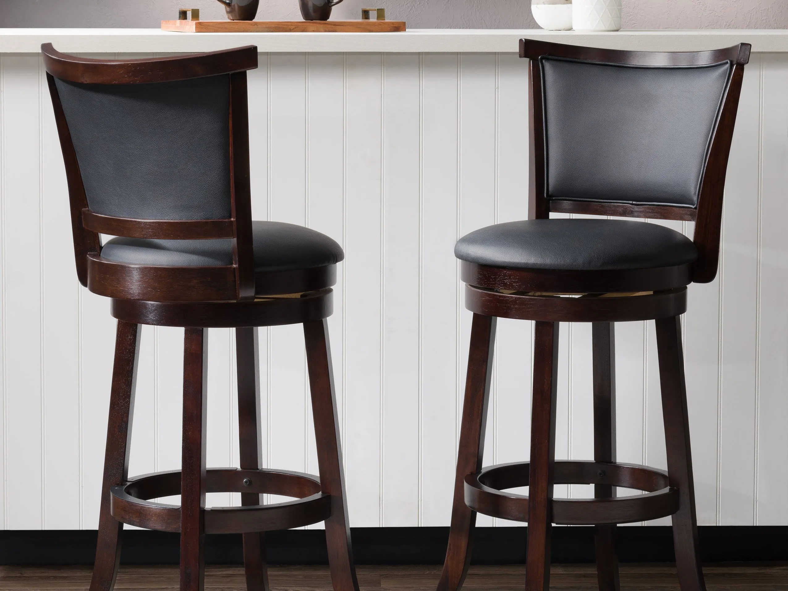 Black Bar Height Bar Stools, Set of 2