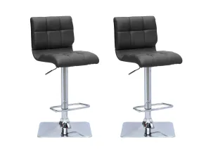 Black Tufted Bar Stools, Set of 2