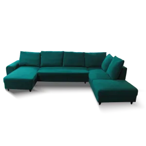 Bless L-Shape Convertible Fabric Sofa Ottoman Green #220G-19 DK