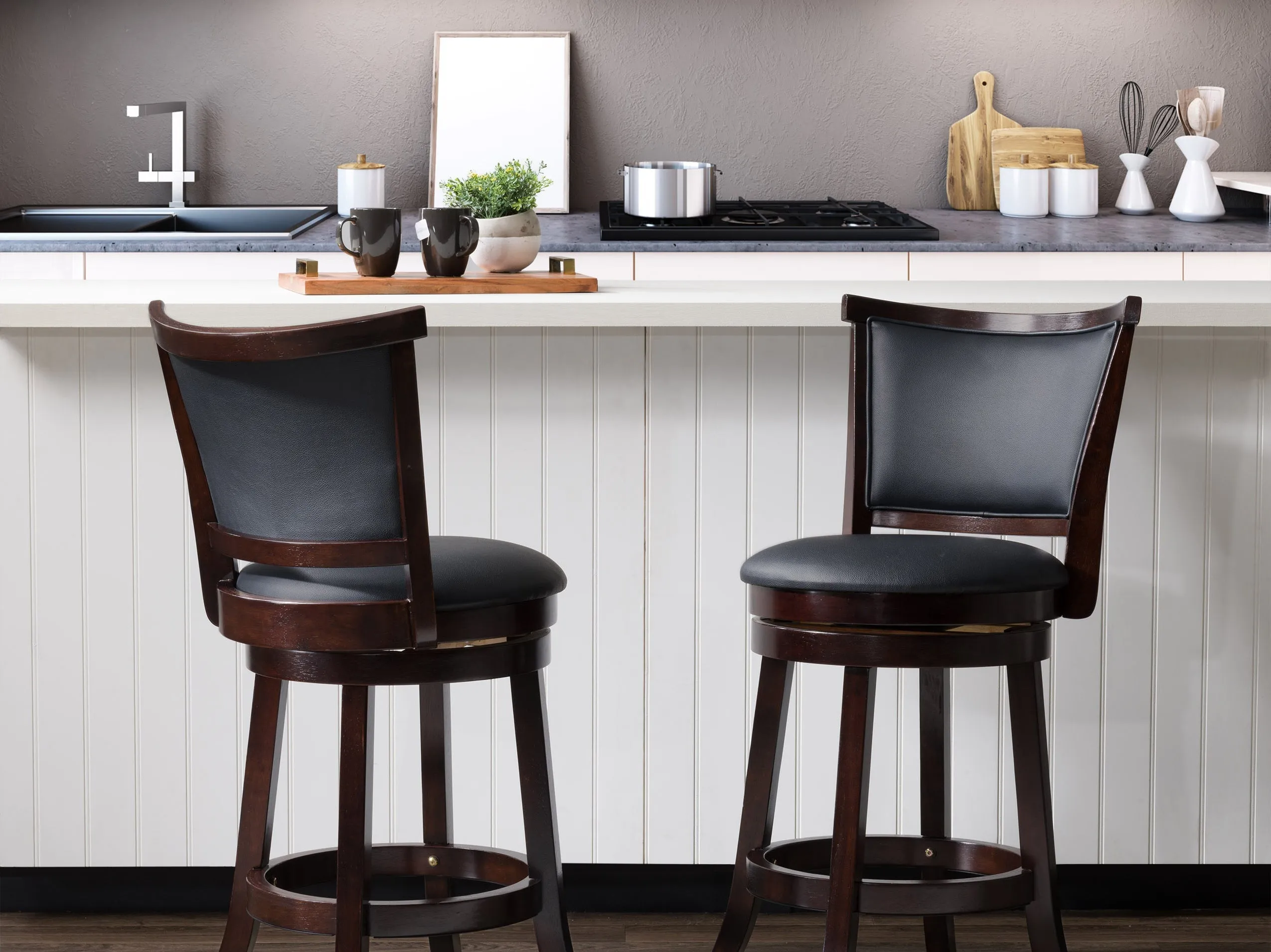 Brown Counter Height Bar Stools, Set of 2