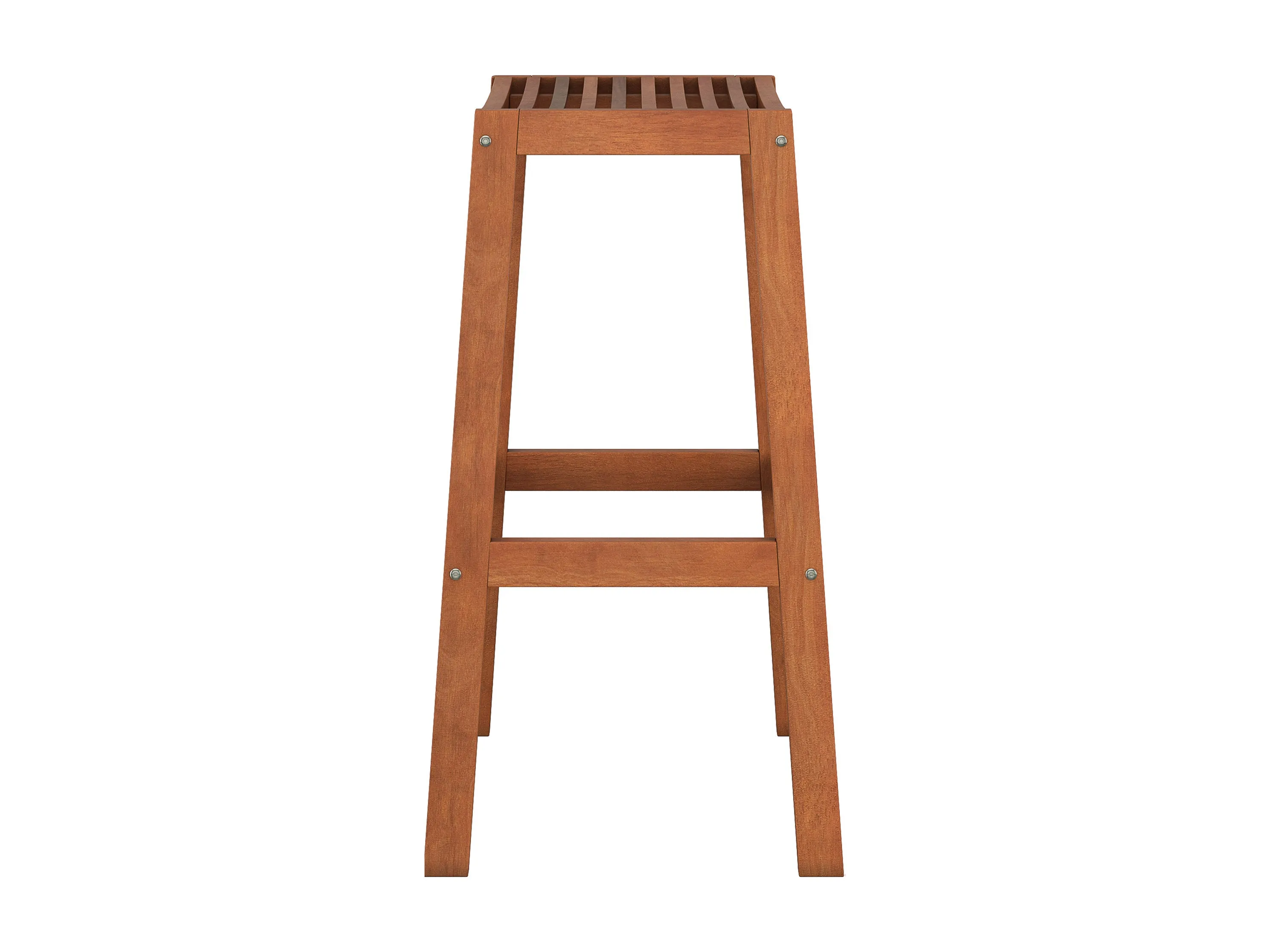 Brown Natural Wood Bar Stools, Set of 2