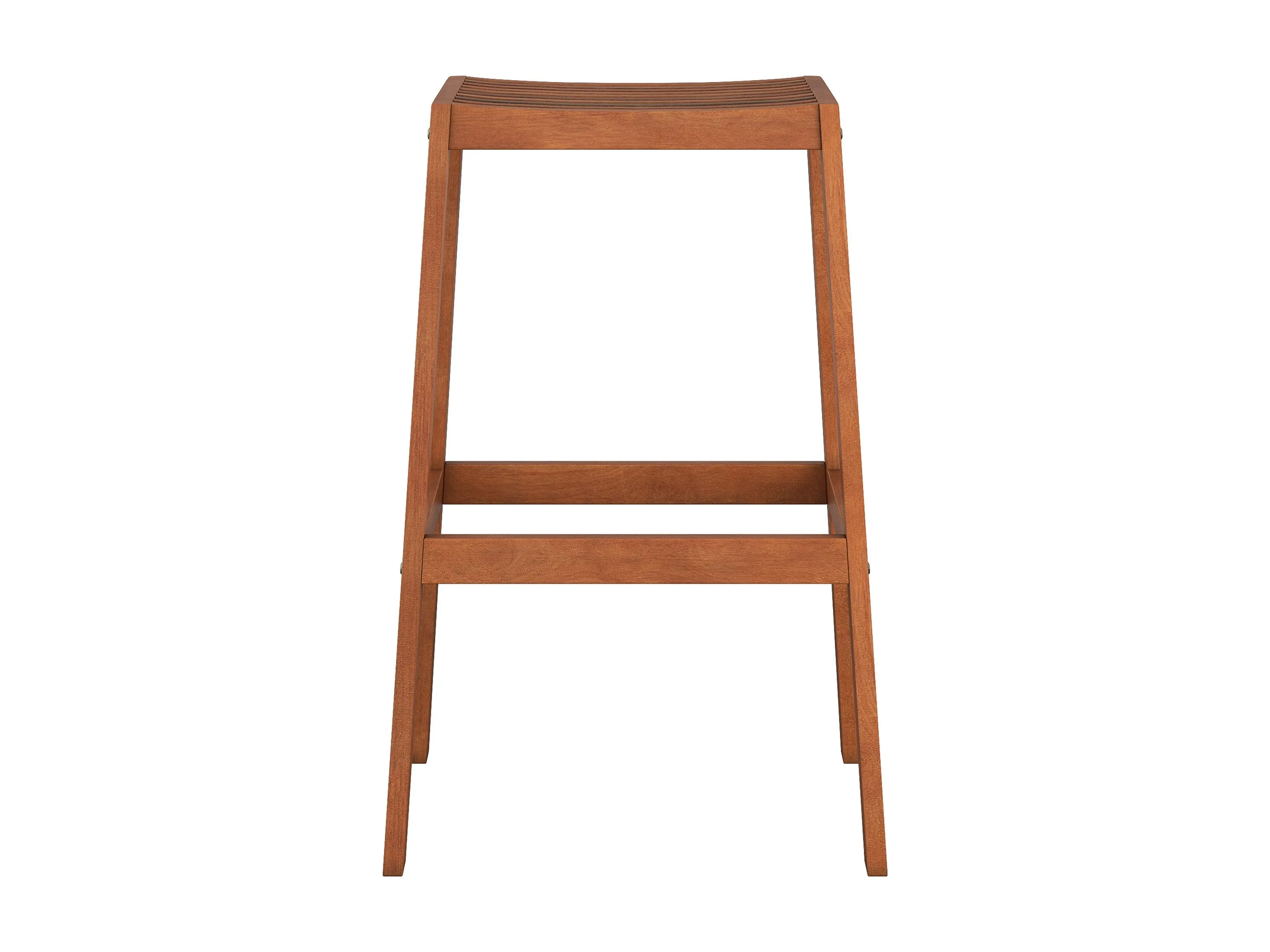 Brown Natural Wood Bar Stools, Set of 2