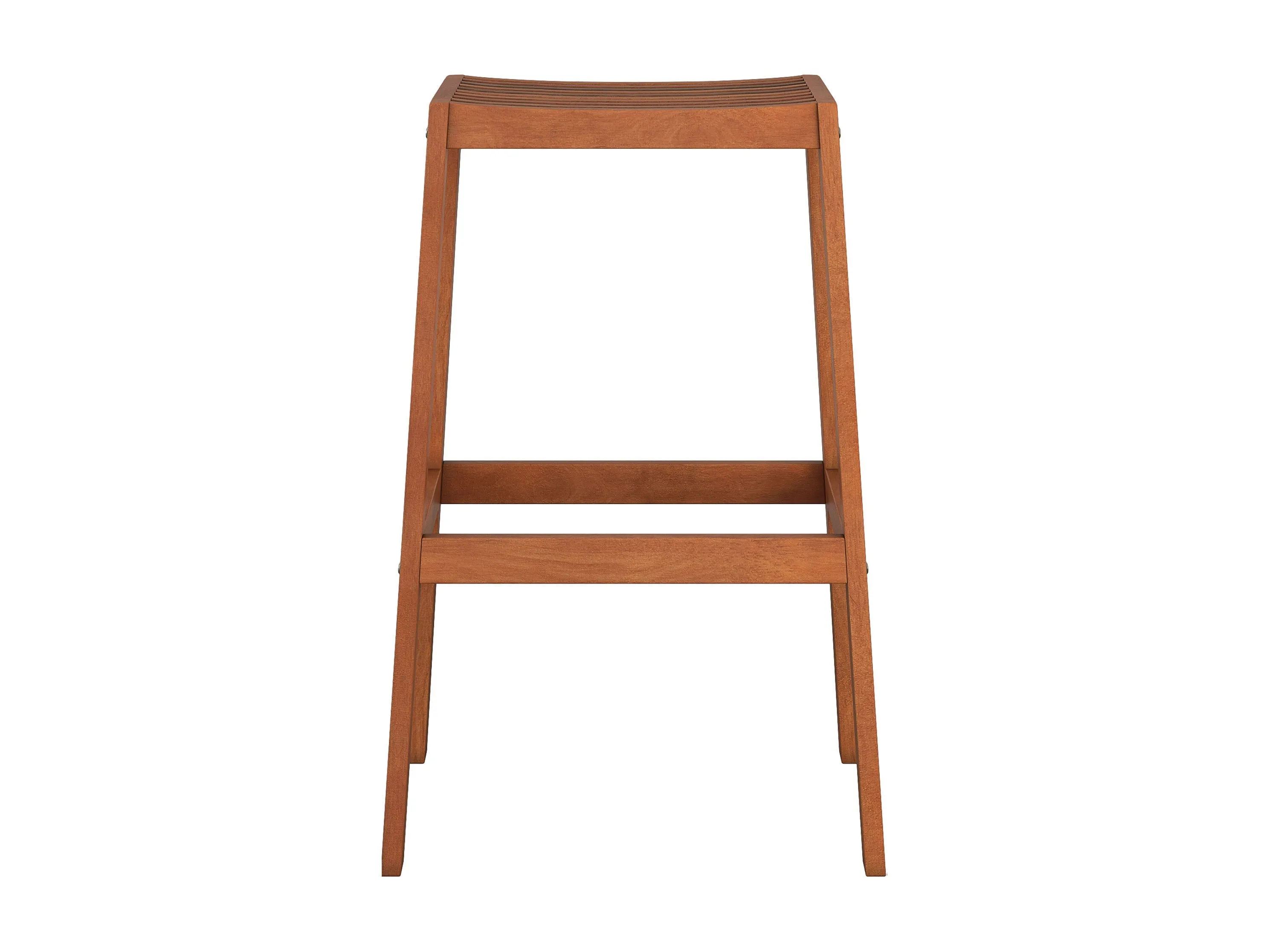 Brown Natural Wood Bar Stools, Set of 2