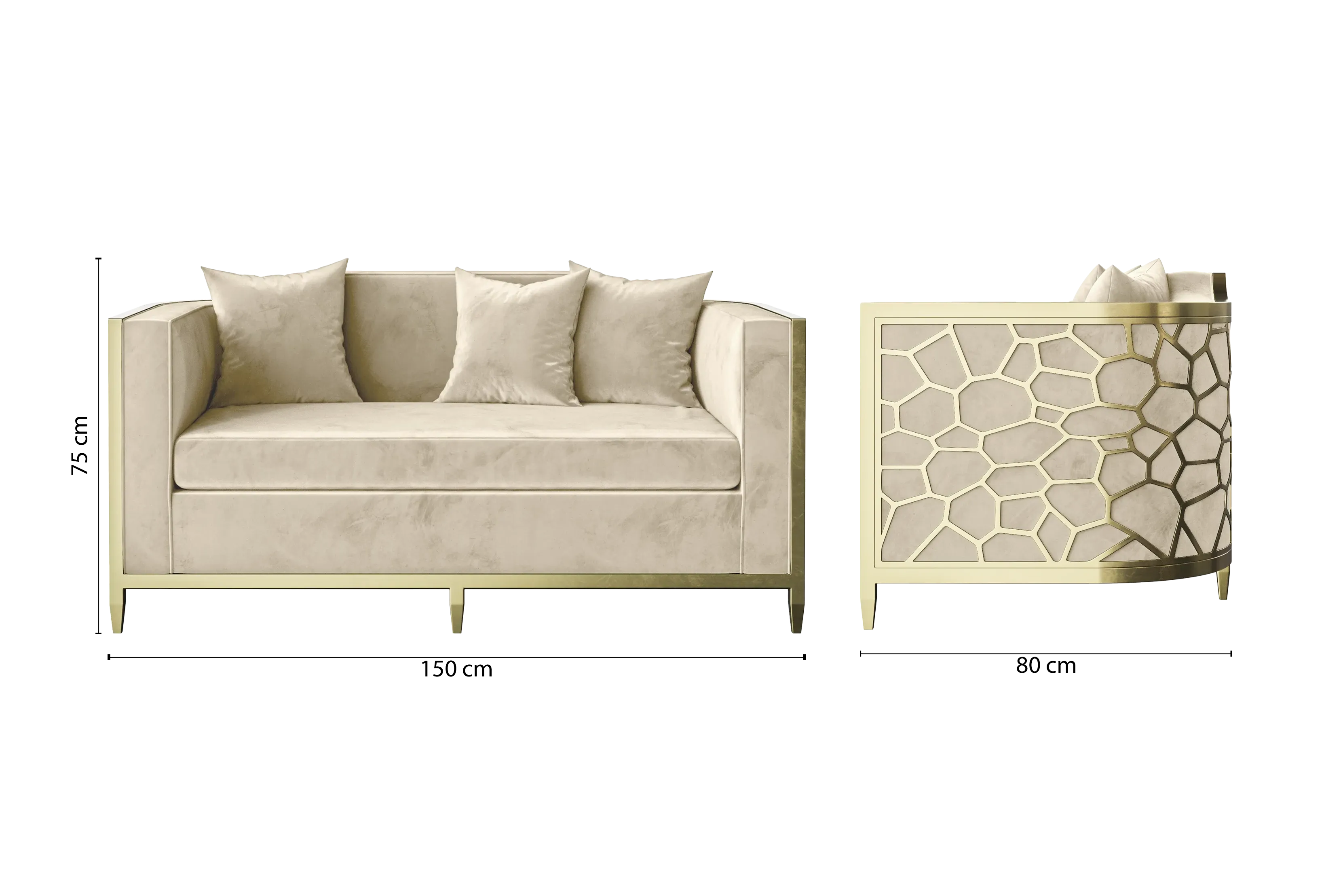 Carrara 2 Seater Sofa Cream Velvet