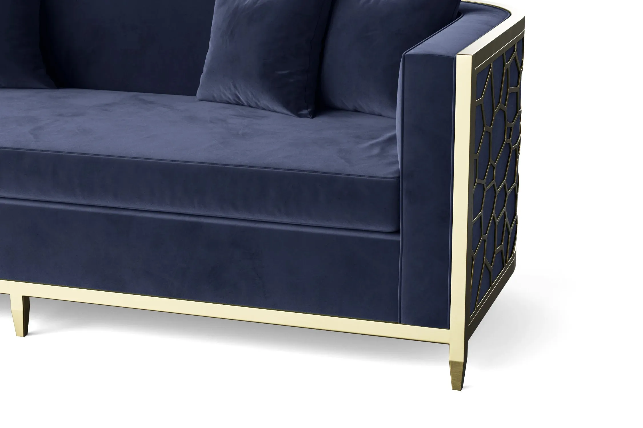 Carrara 2 Seater Sofa Dark Blue Velvet