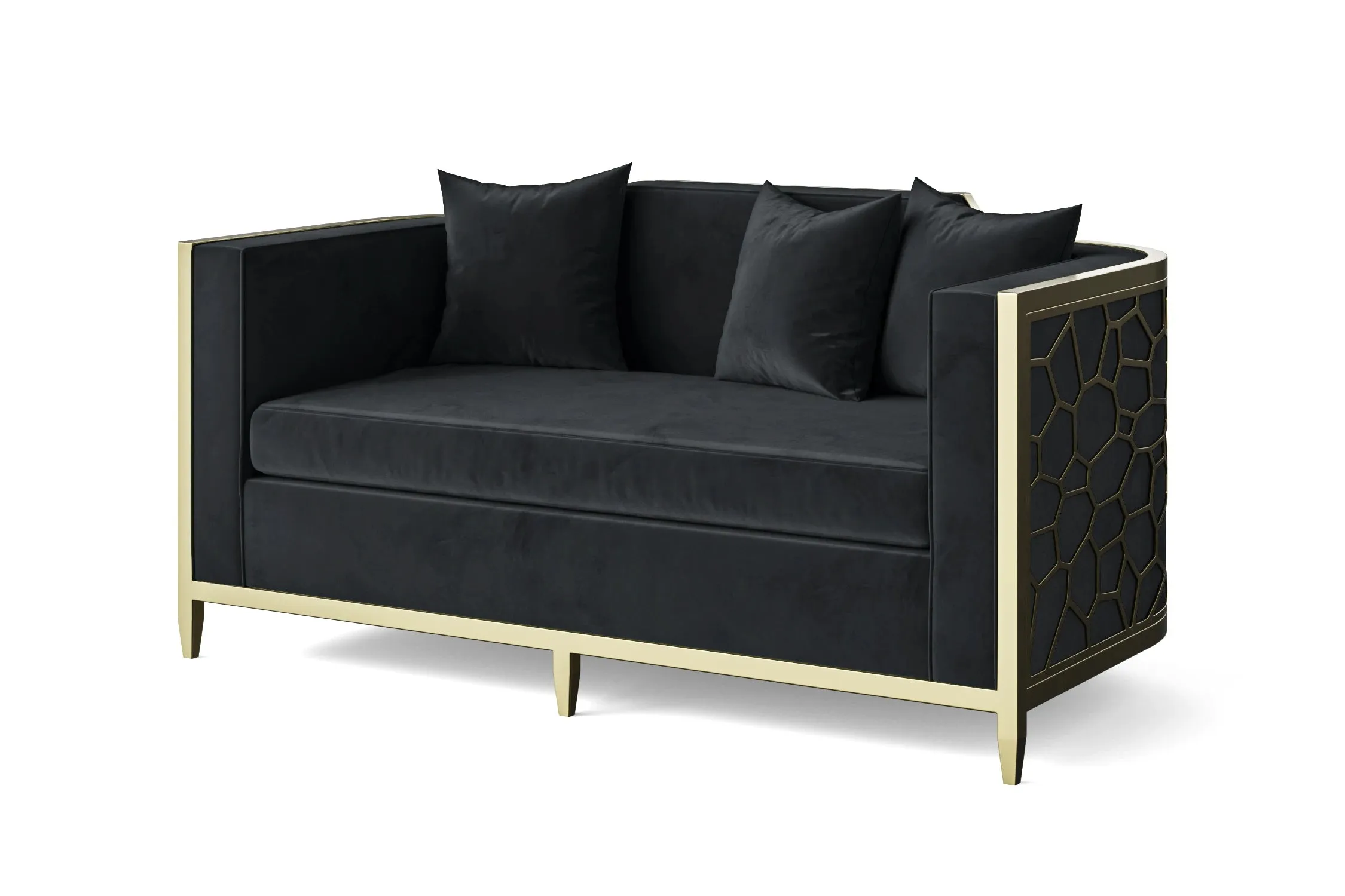 Carrara 2 Seater Sofa Dark Grey Velvet