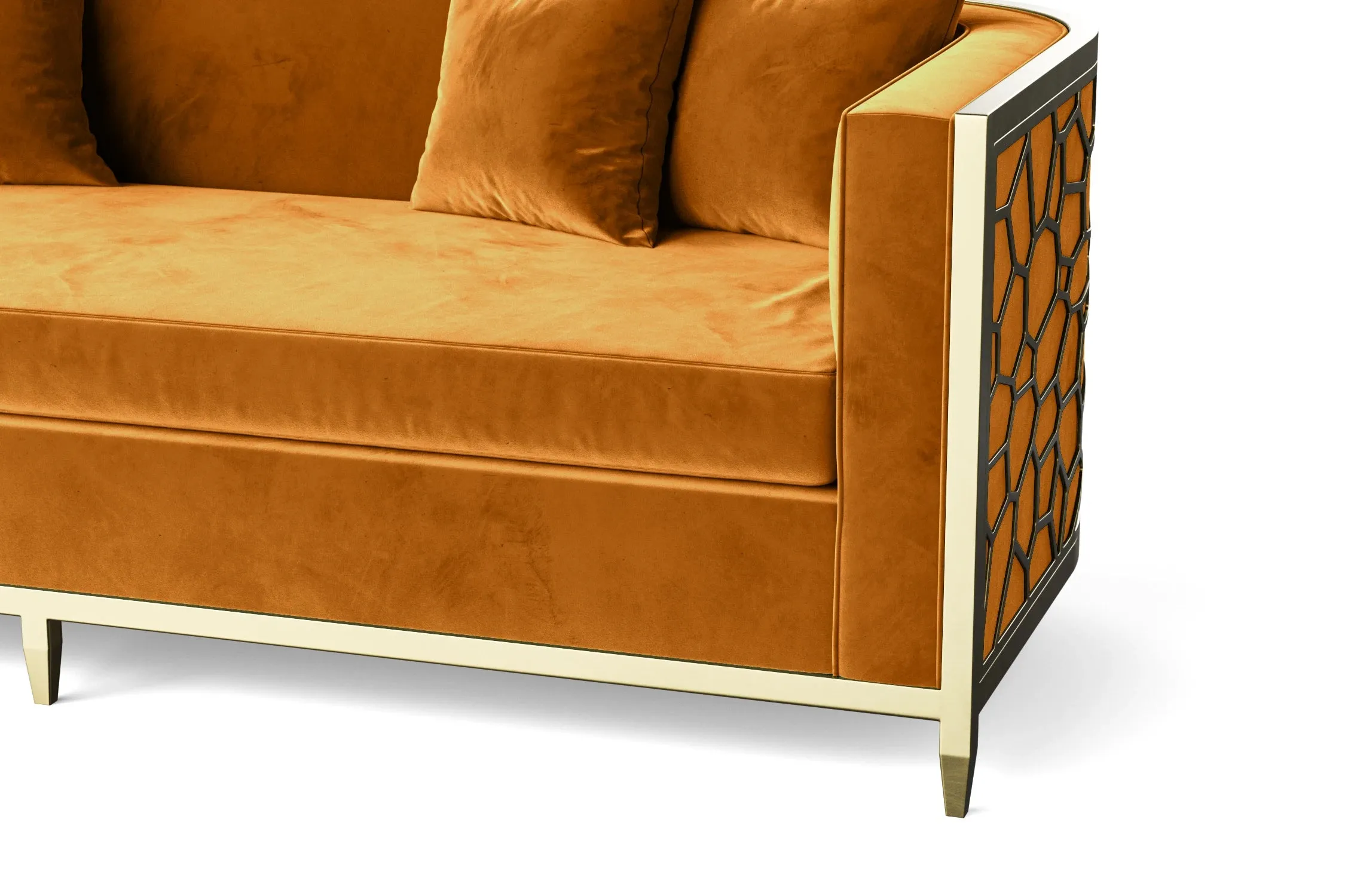 Carrara 2 Seater Sofa Gold Velvet