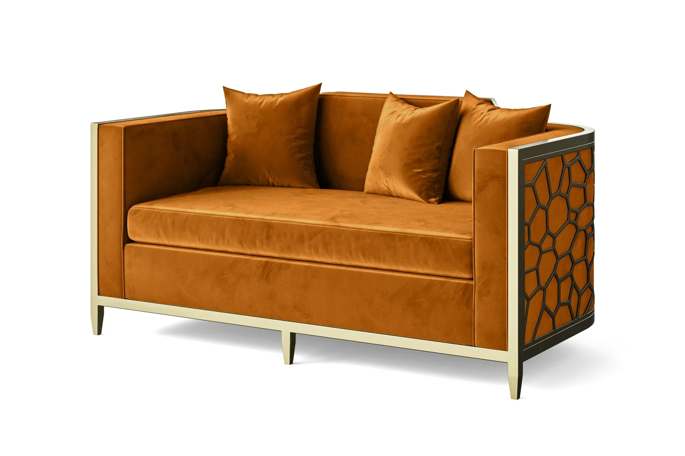 Carrara 2 Seater Sofa Gold Velvet