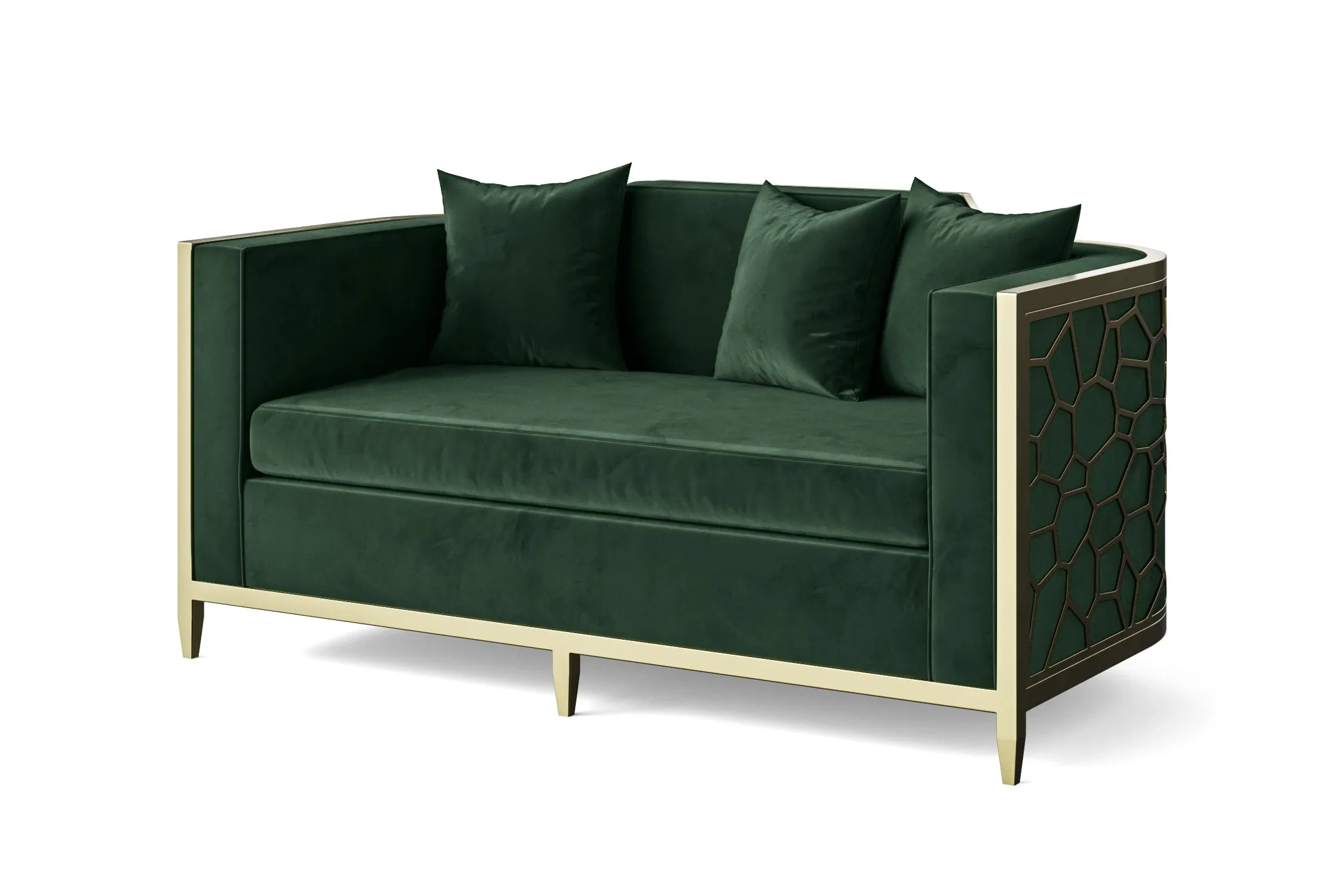 Carrara 2 Seater Sofa Green Velvet