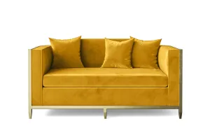 Carrara 2 Seater Sofa Yellow Velvet