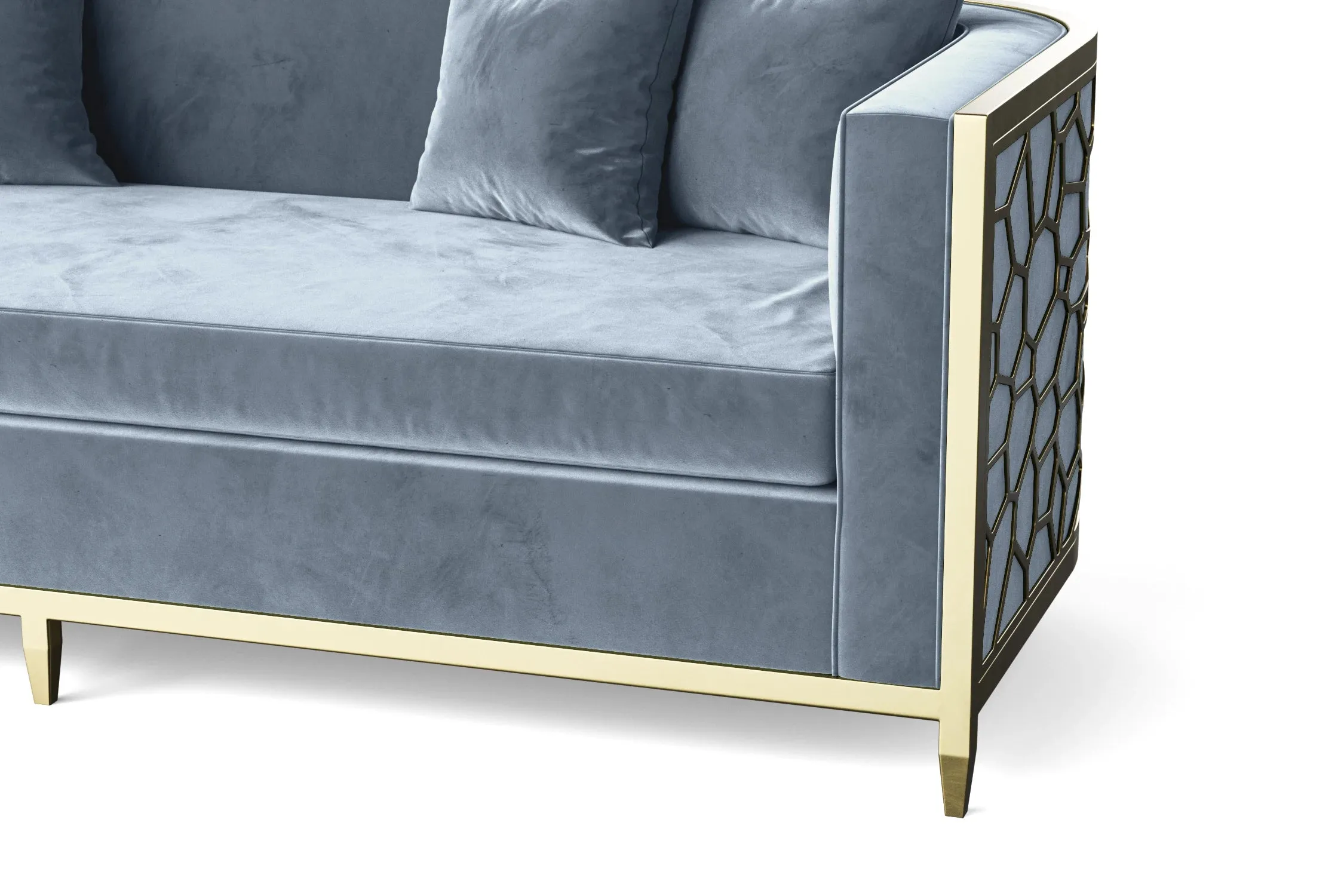 Carrara 3 Seater Sofa Baby Blue Velvet