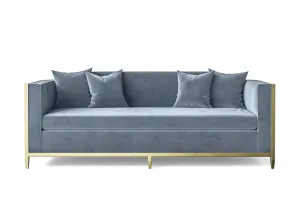 Carrara 3 Seater Sofa Baby Blue Velvet