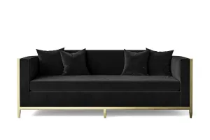 Carrara 3 Seater Sofa Black Velvet