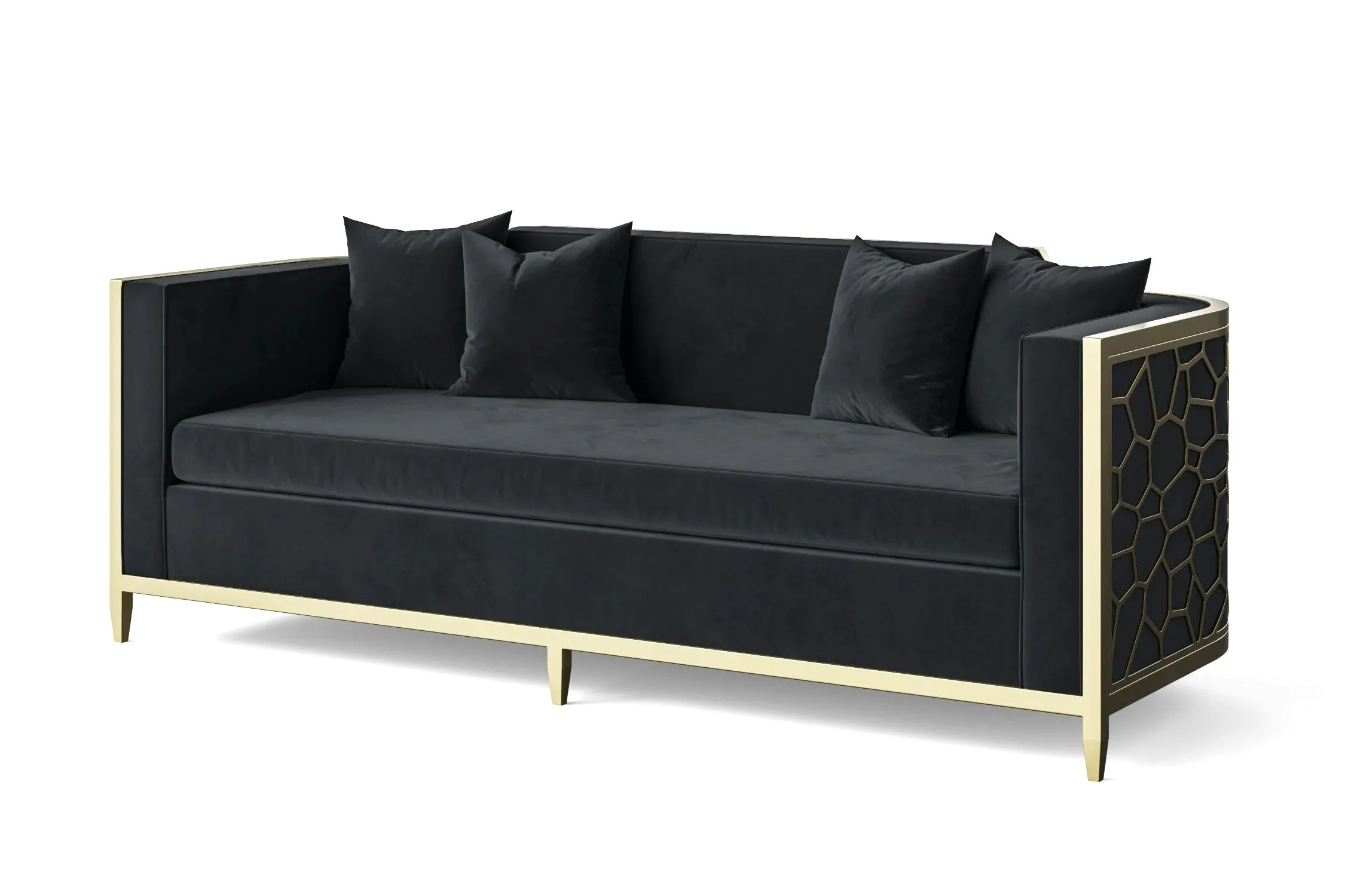 Carrara 3 Seater Sofa Dark Grey Velvet