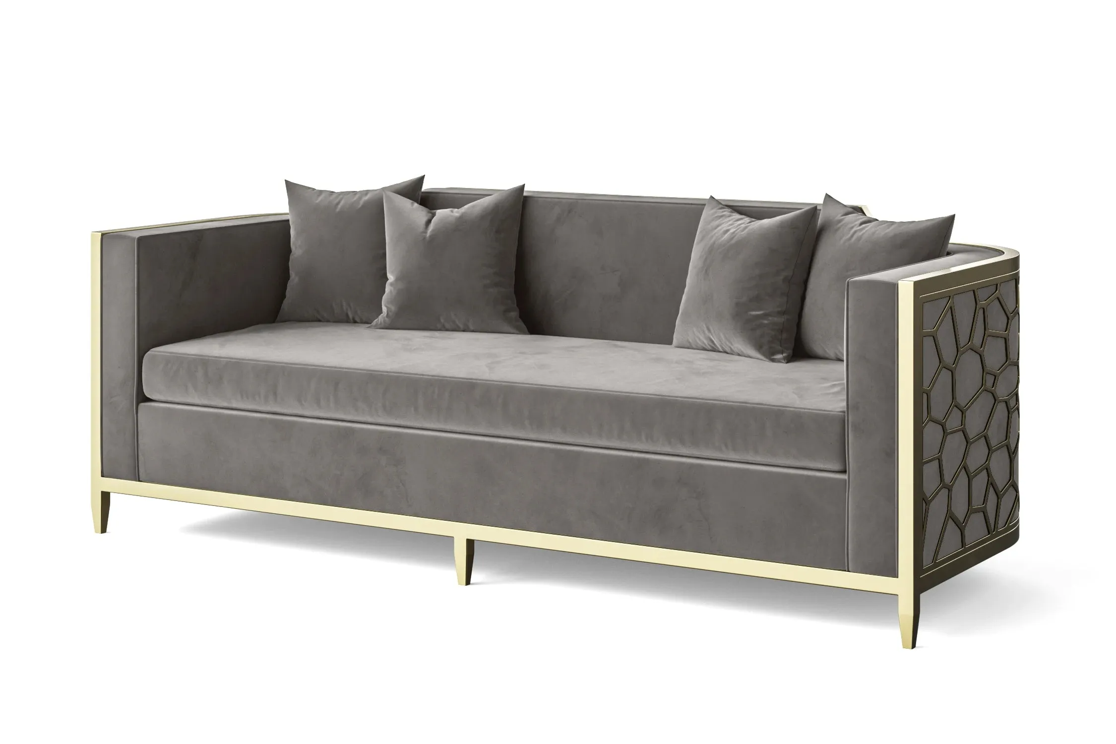 Carrara 3 Seater Sofa Grey Velvet