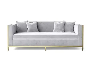 Carrara 3 Seater Sofa Silver Velvet