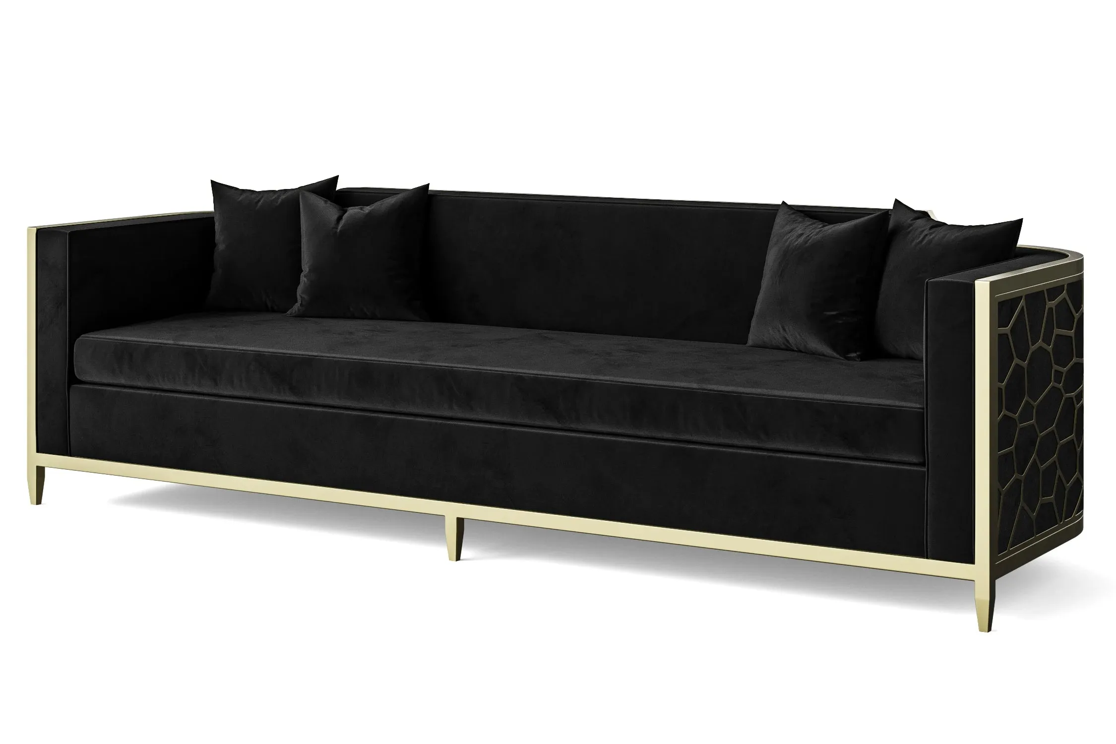 Carrara 4 Seater Sofa Black Velvet