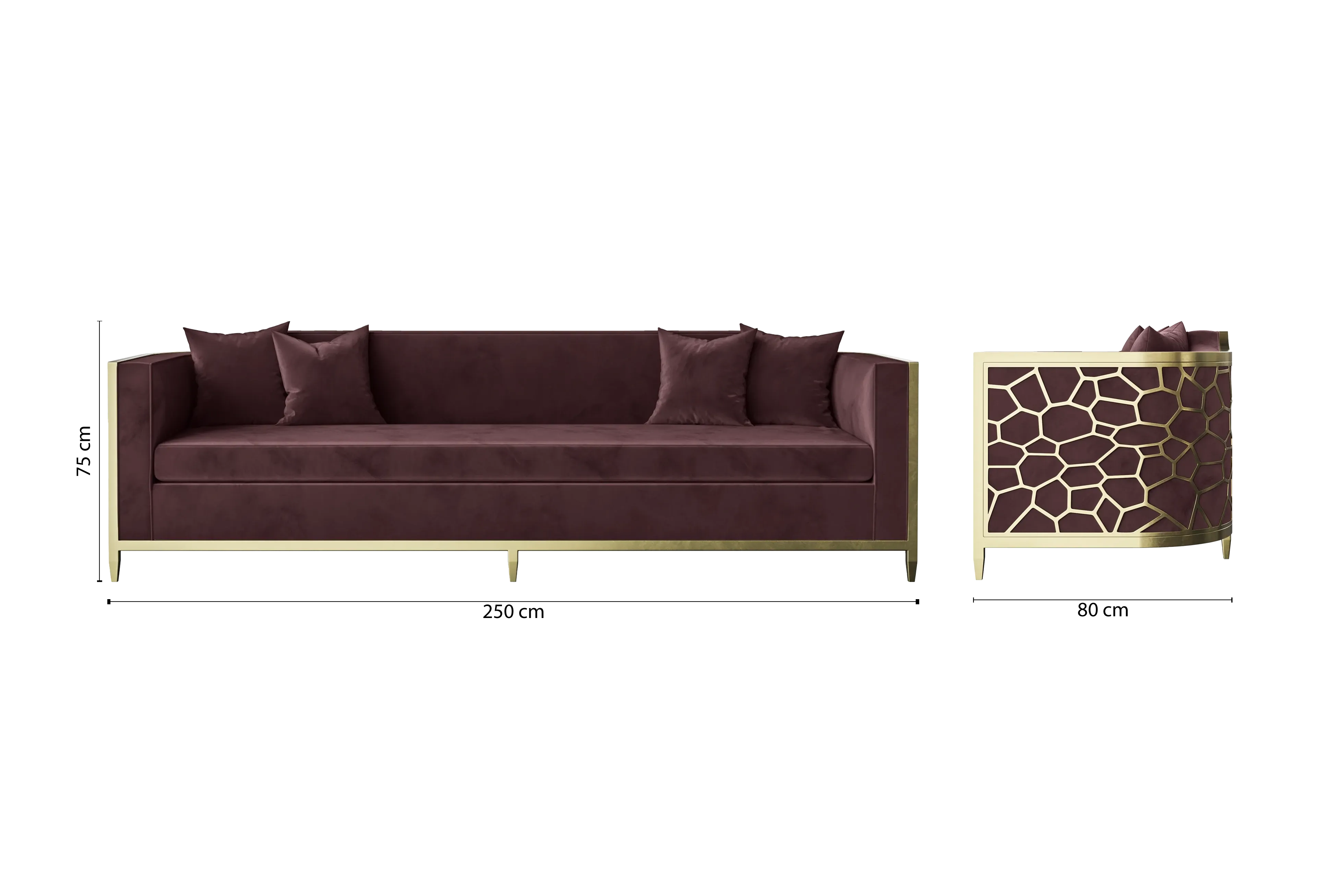 Carrara 4 Seater Sofa Grape Velvet