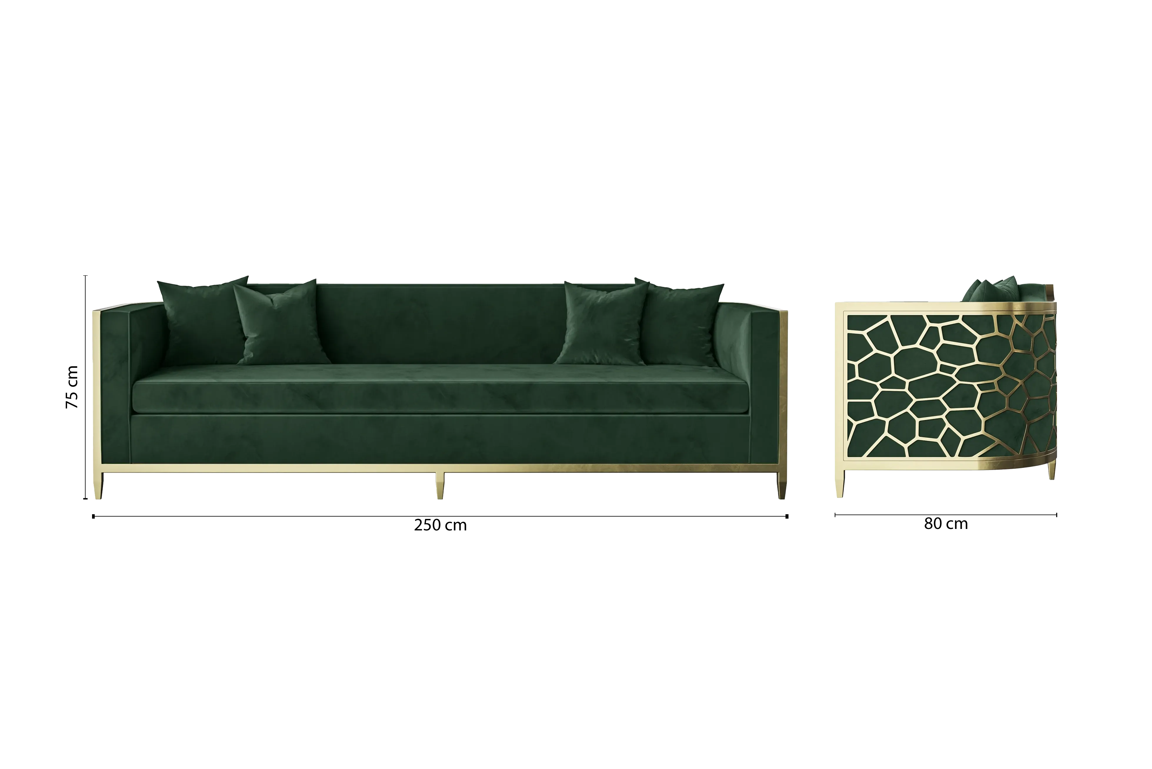 Carrara 4 Seater Sofa Green Velvet