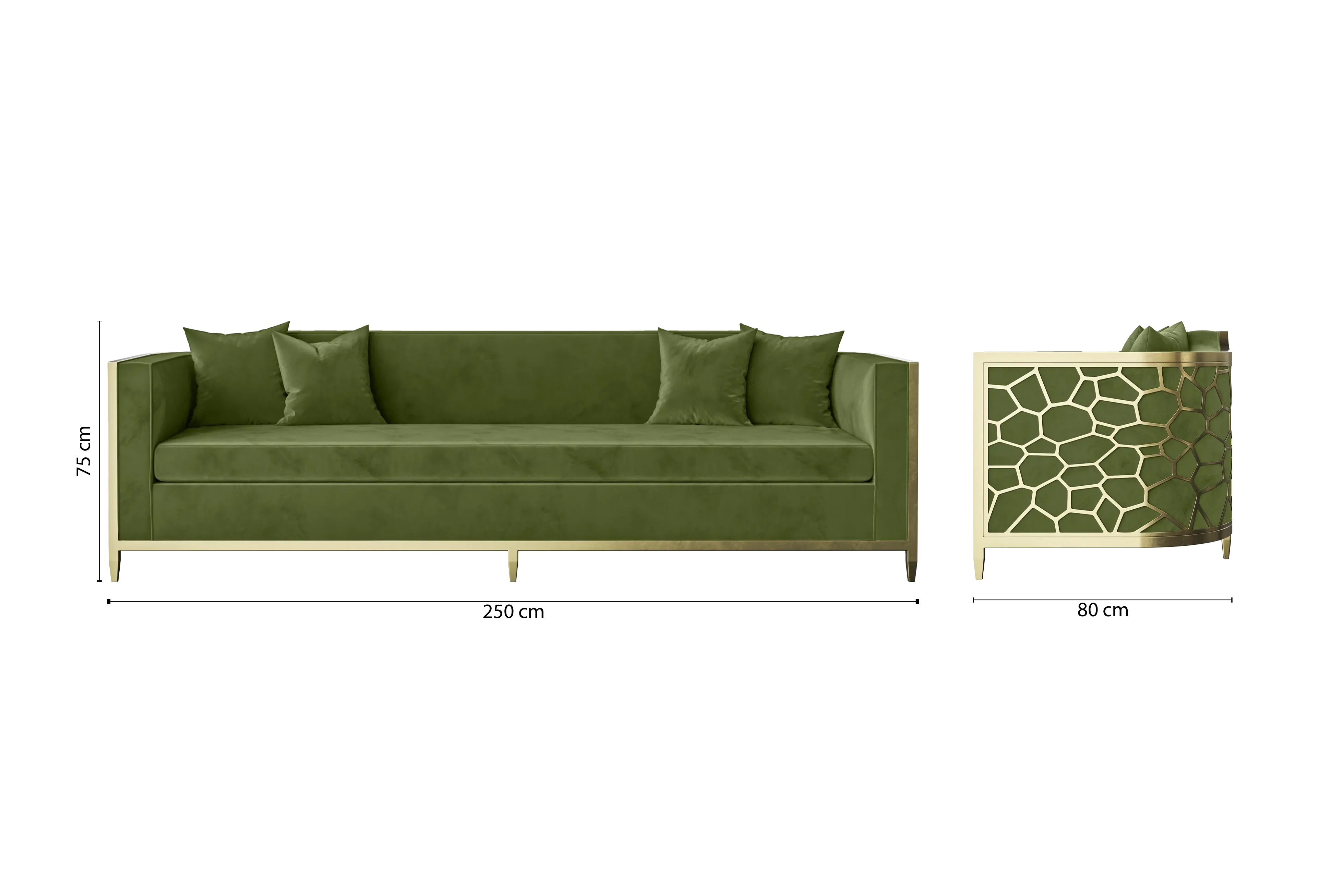 Carrara 4 Seater Sofa Lime Velvet