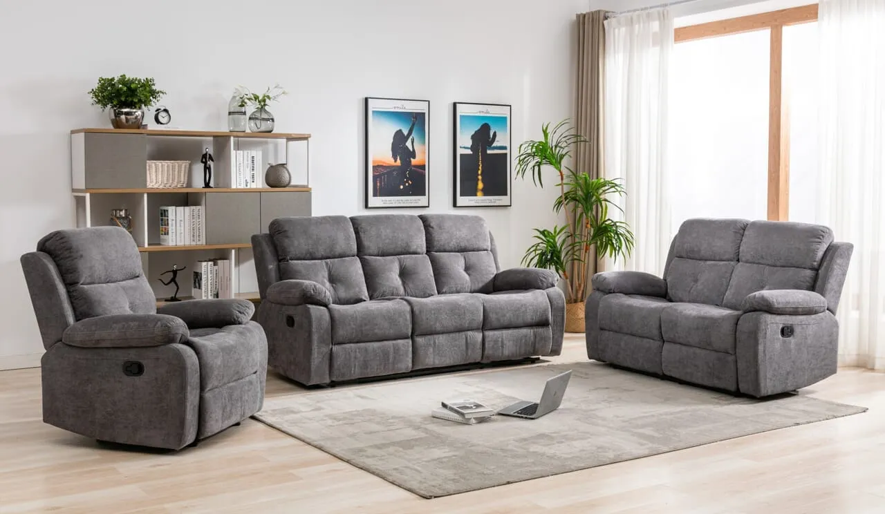 Charlie Dark Grey Chenille 2 Seater Reclining Sofa