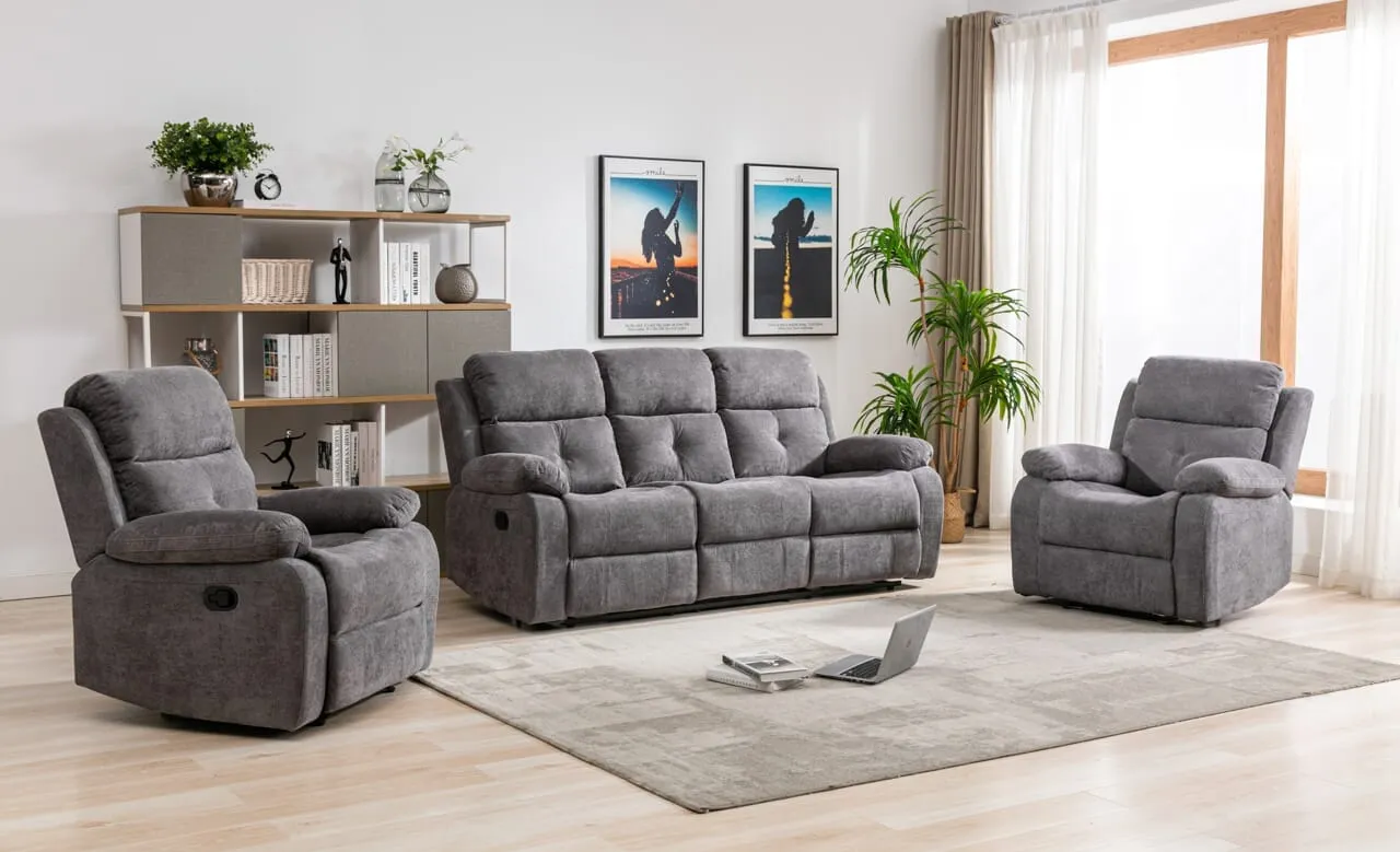 Charlie Dark Grey Chenille 2 Seater Reclining Sofa