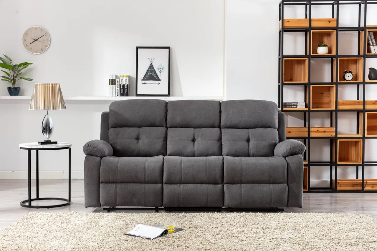 Charlie Dark Grey Chenille 3 Seater Reclining Sofa