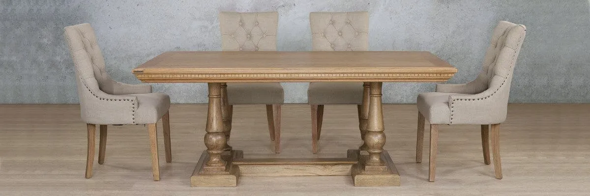 Charlotte Fluted Wood Top & Duchess 6 Seater Dining Set