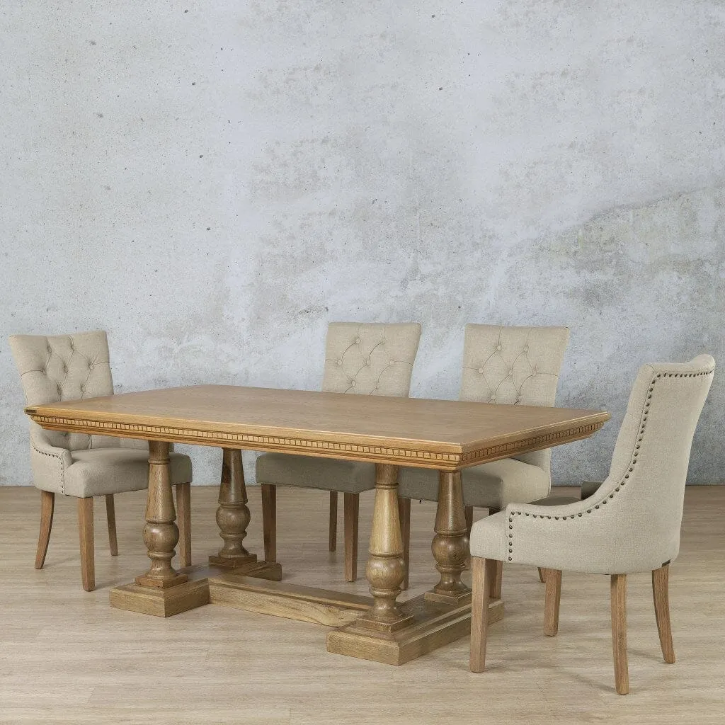 Charlotte Fluted Wood Top & Duchess 6 Seater Dining Set