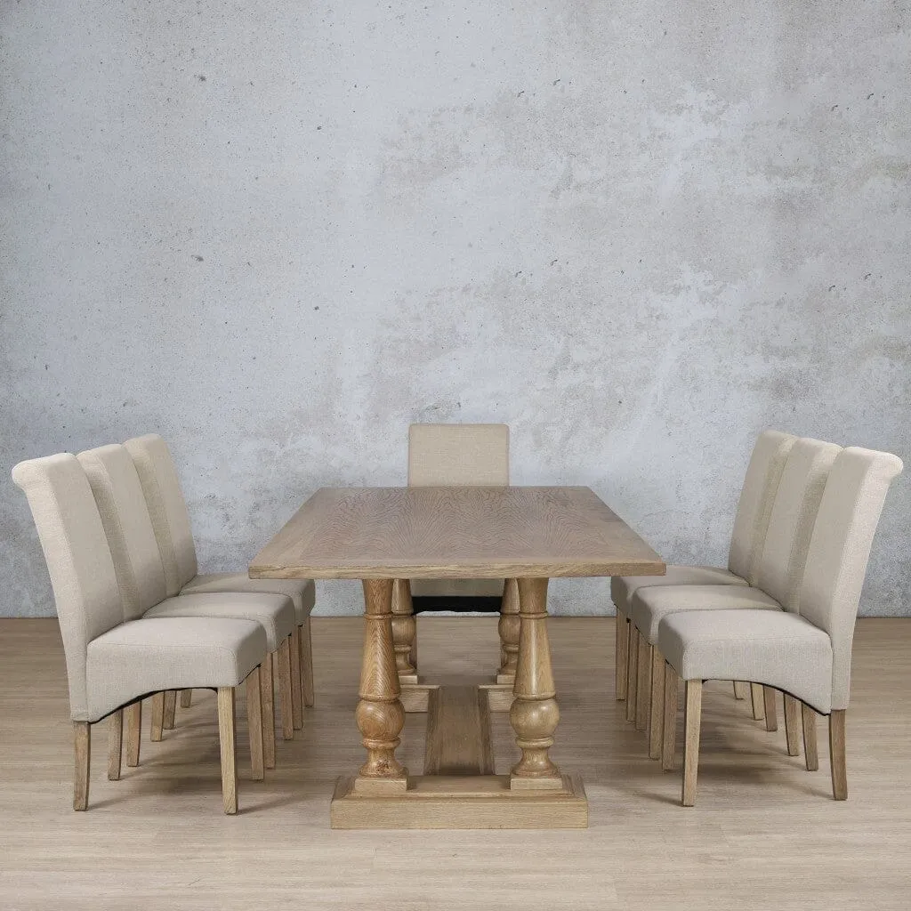 Charlotte Wood Top & Windsor 8 Seater Dining Set