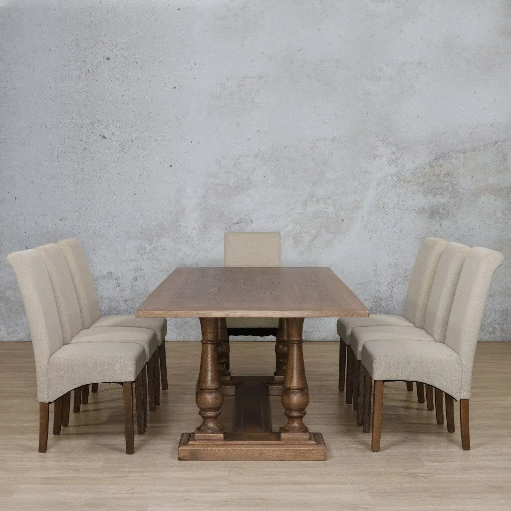 Charlotte Wood Top & Windsor 8 Seater Dining Set