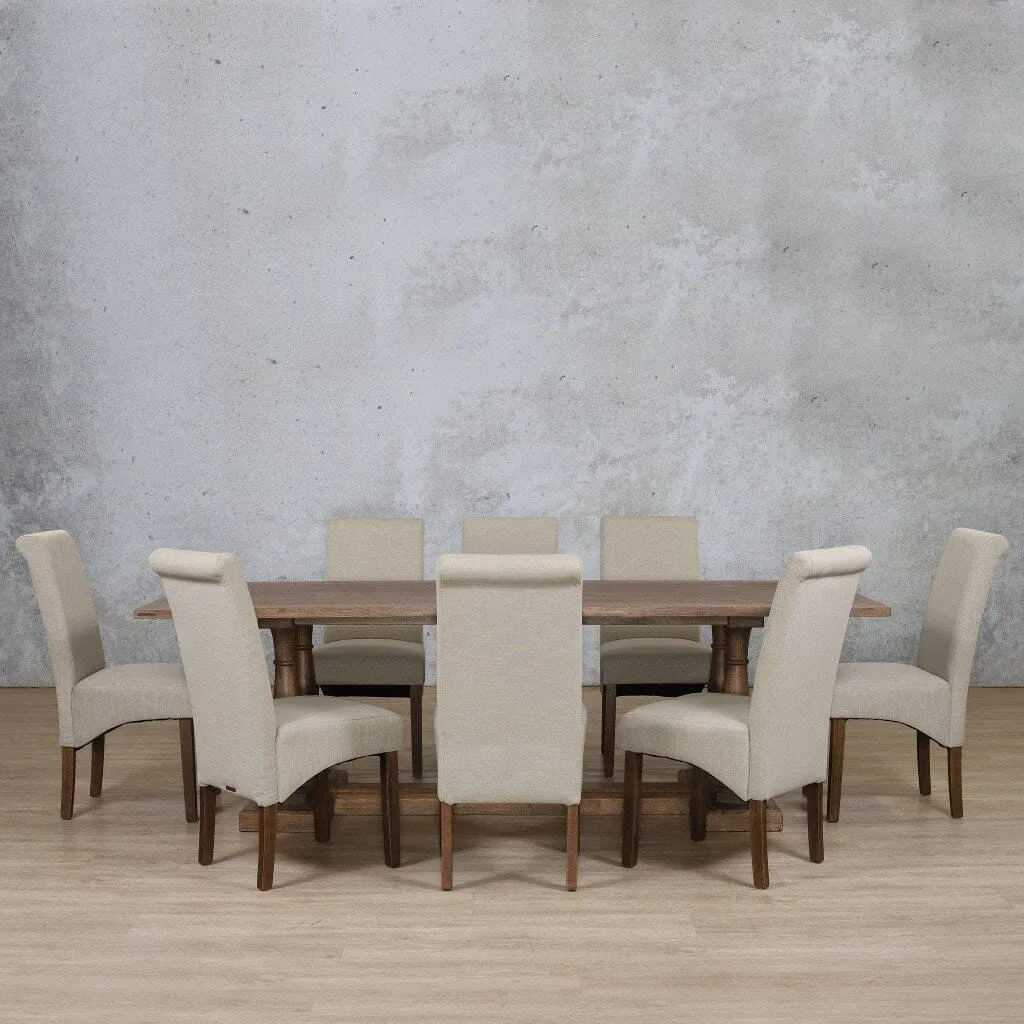 Charlotte Wood Top & Windsor 8 Seater Dining Set