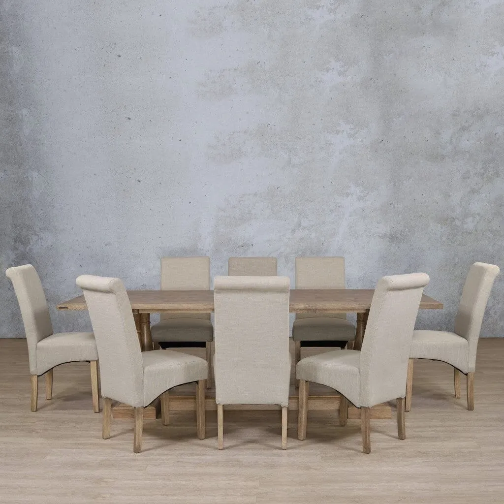 Charlotte Wood Top & Windsor 8 Seater Dining Set