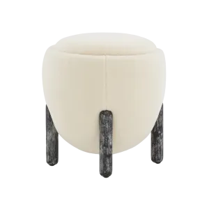 Clarabella Boucle Ottoman in Cream/Black