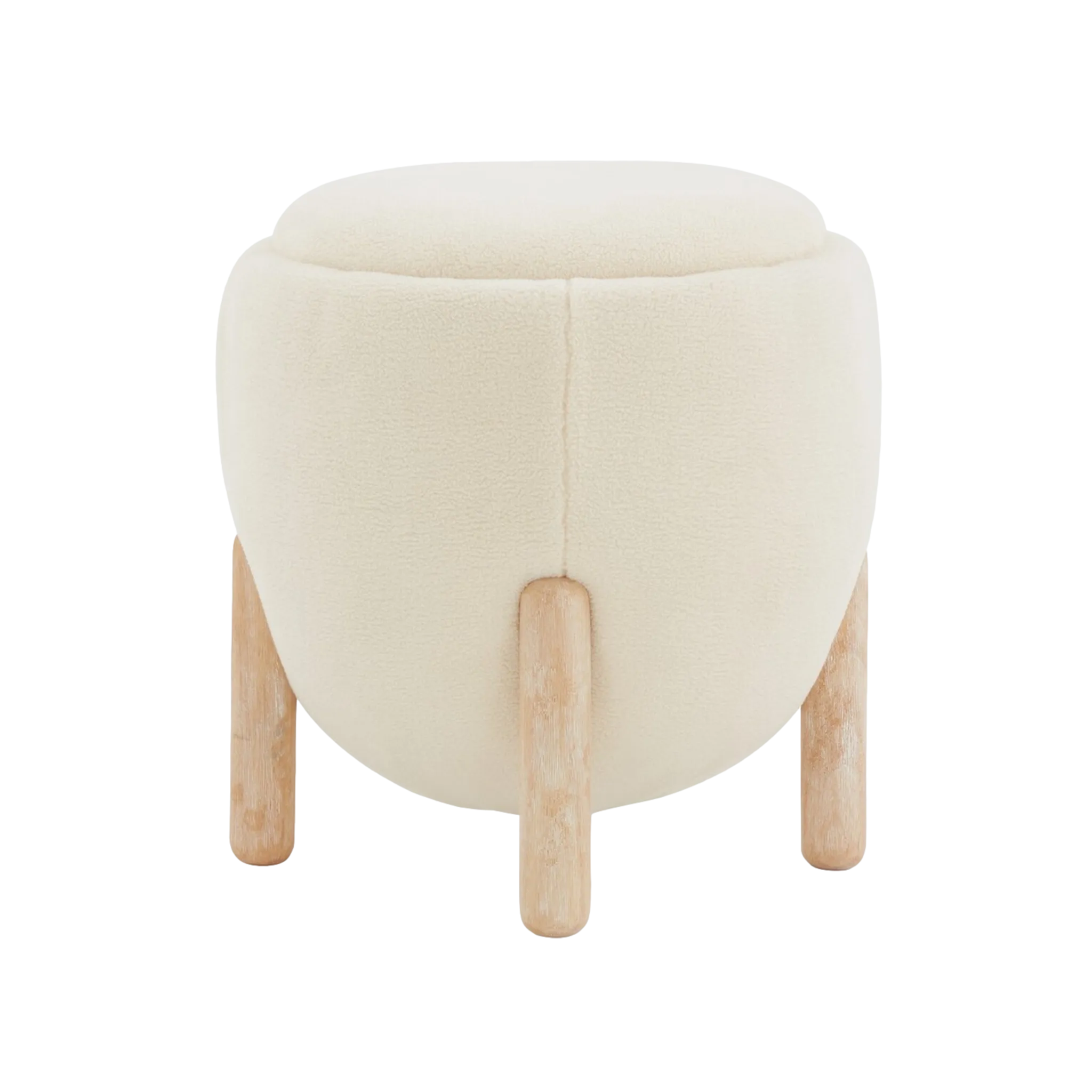 Clarabella Boucle Ottoman in Cream/Oak