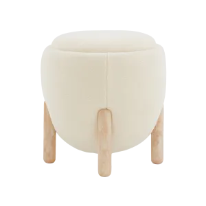 Clarabella Boucle Ottoman in Cream/Oak