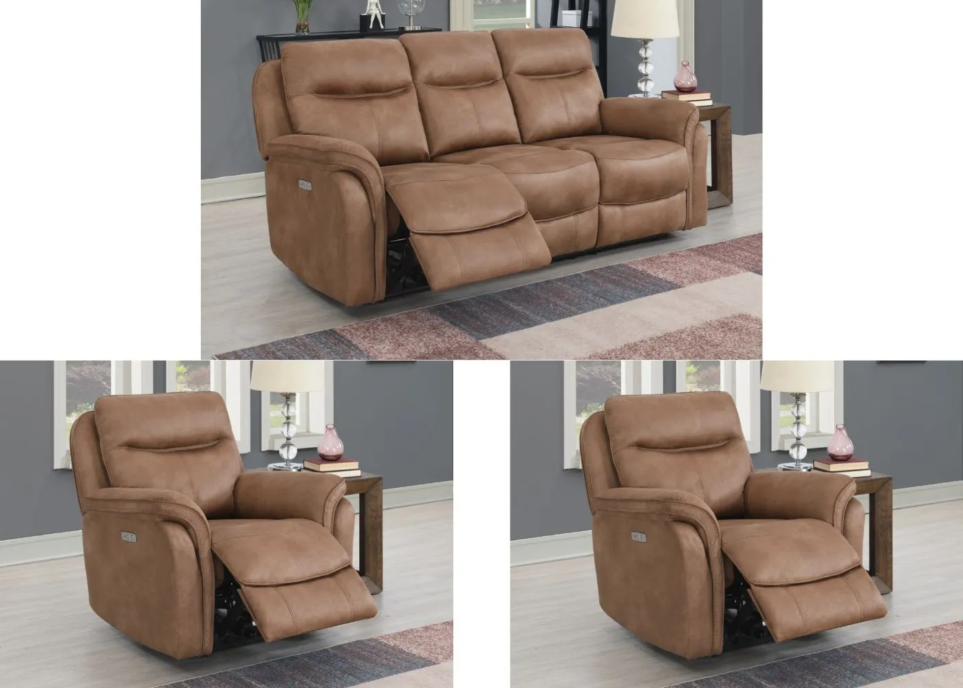 Claremont Electric Reclining Sofa in Sahara Colour by Annaghmore