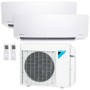 Daikin 2-Zone Wall Mounted Ductless Mini-Split 18000 BTU Heat Pump Air Conditioner 9k   12k - 17 SEER