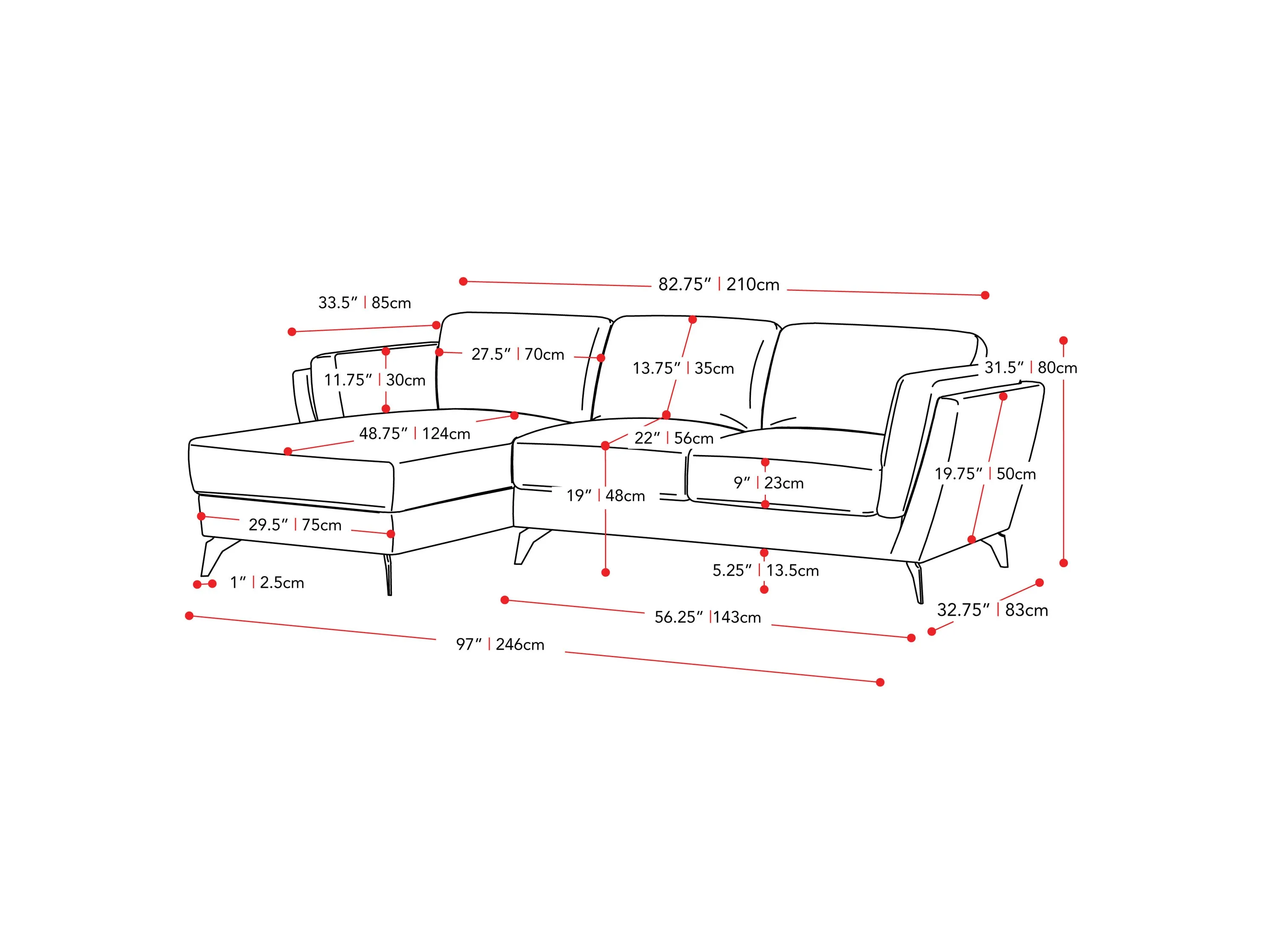 Deep Blue Left Facing L Shaped Sofa