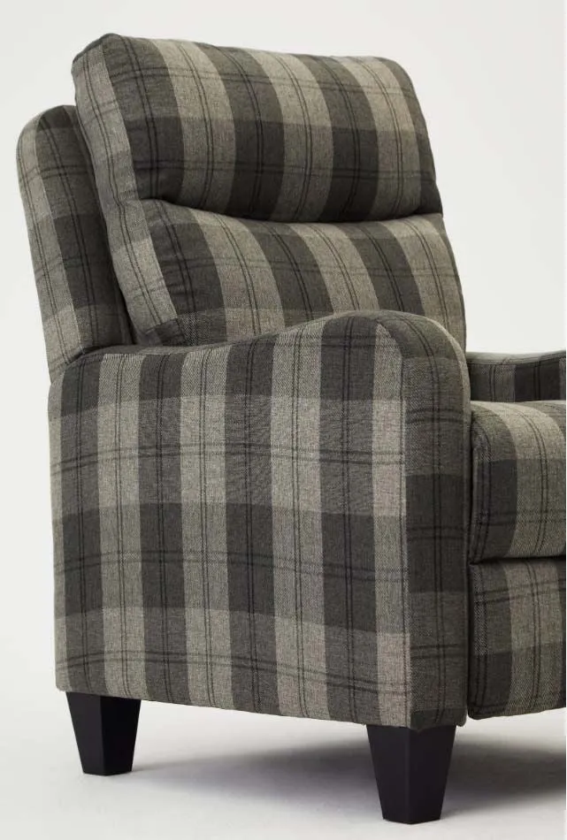 Dundee Grey Tartan Fabric Push Bank Recliner