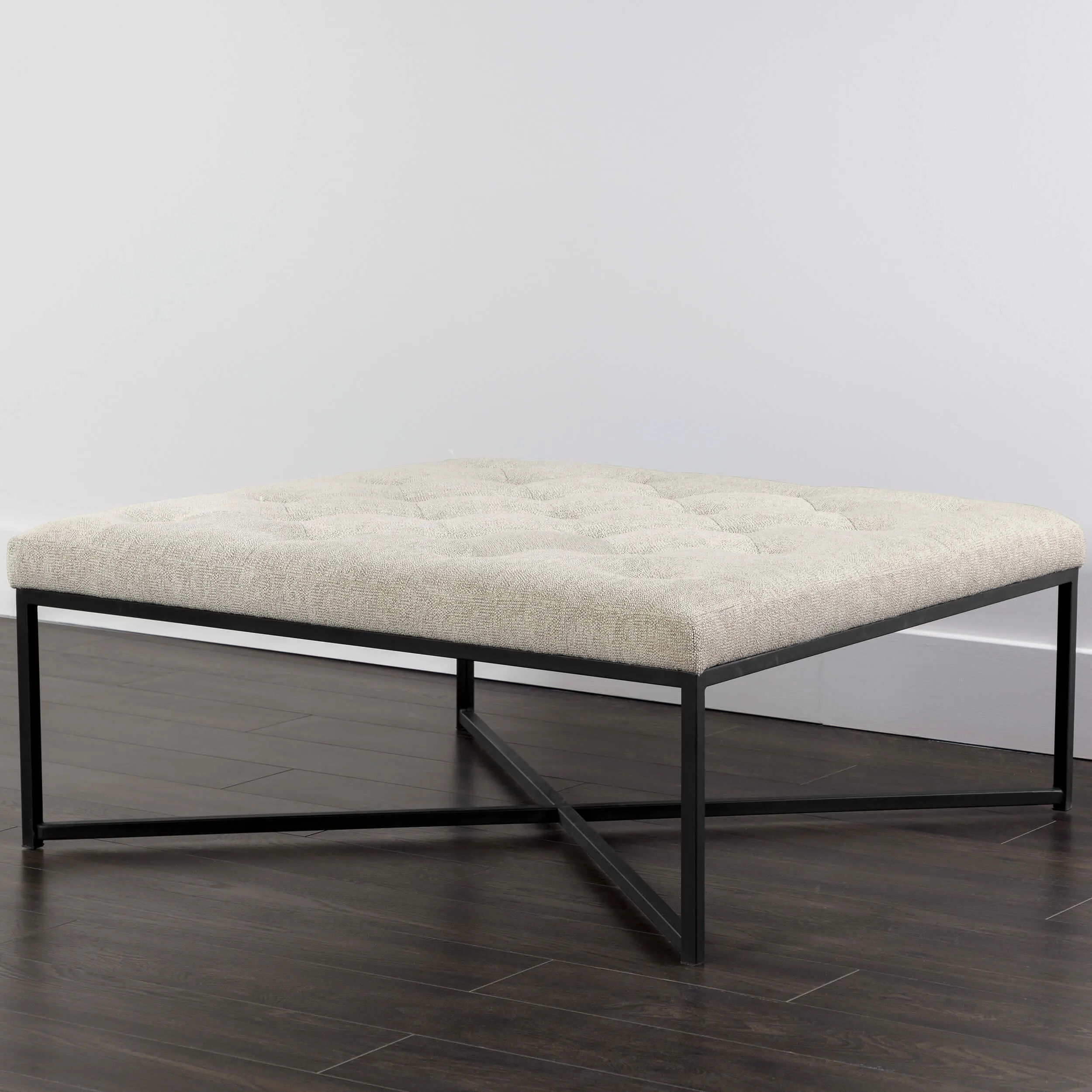 Endall Ottoman, Black/Dove Cream