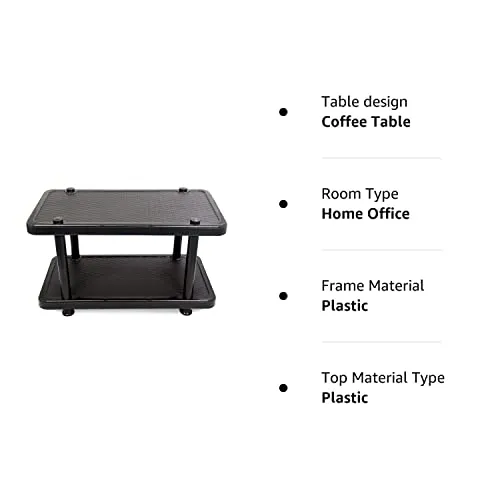 Esquire Coffee Table Black, Plastic Table Used for Tea/Centre/Teapoy