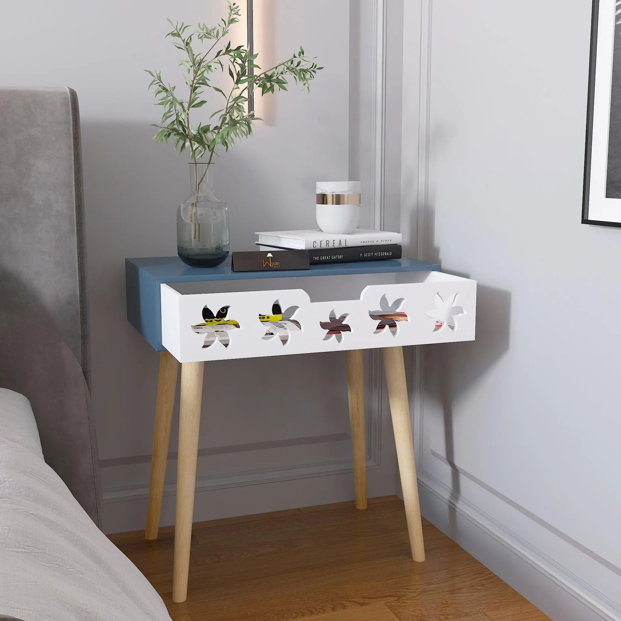 Estrella Wooden Bedside Table With Storage Drawer Nightstand