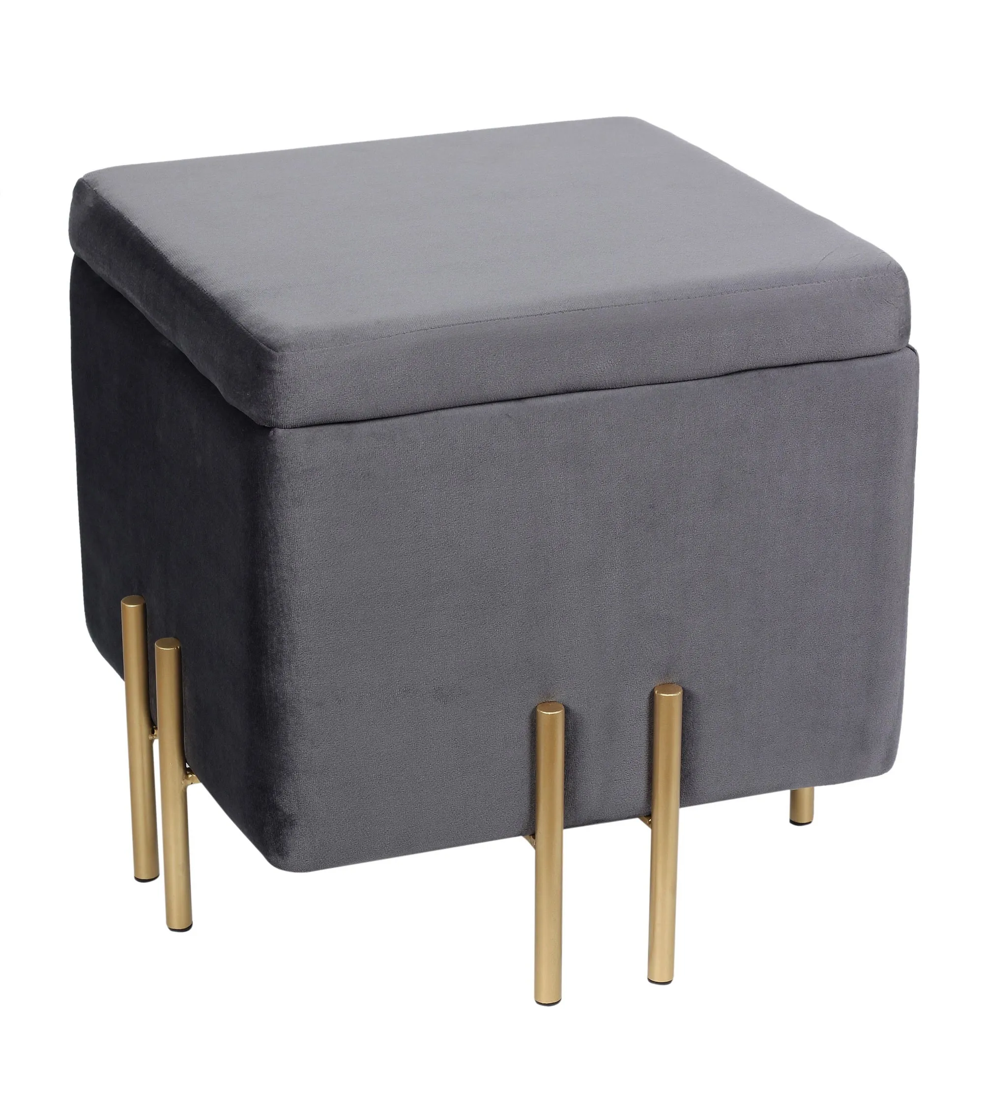 Eva Grey and Gold Storage Ottoman