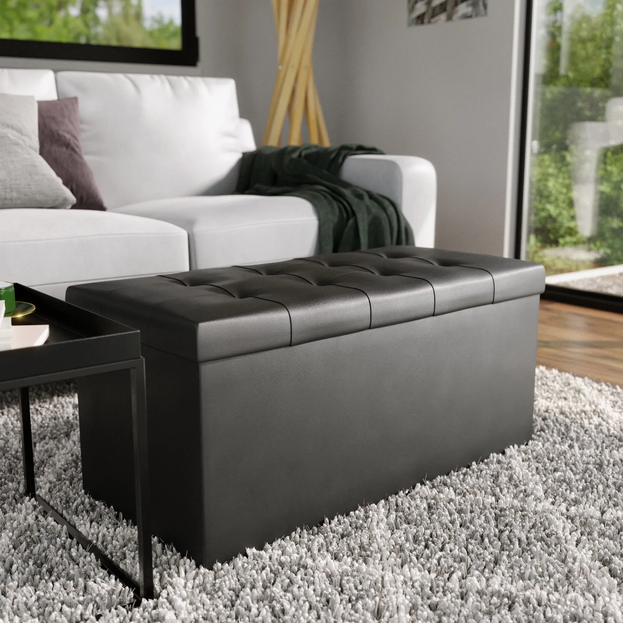 Foldable Rectangle Storage Ottoman