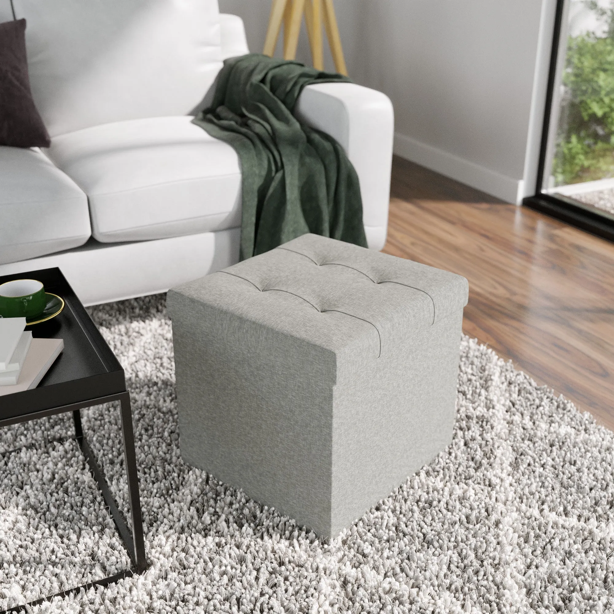 Foldable Square Storage Ottoman