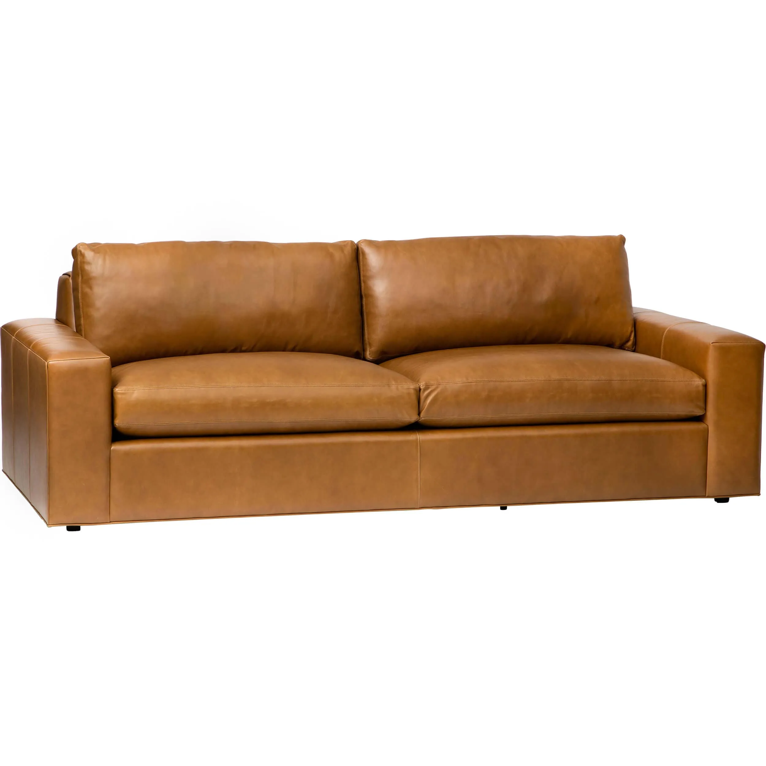 Halston Leather Sofa, Libby Amaretto